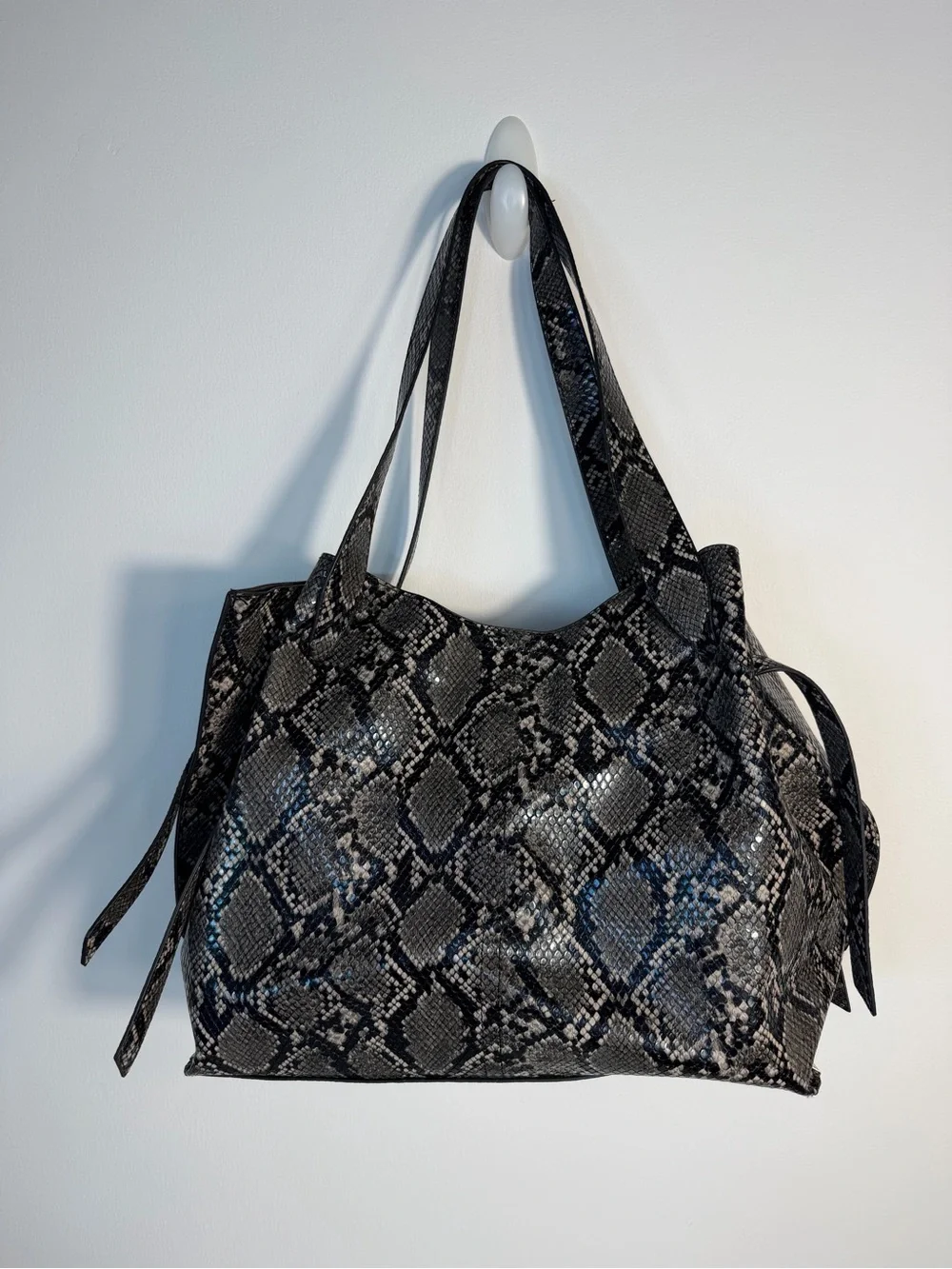 Gianni Bini Snake-Print Black Tote Bag + Pouch included snakeskin oversized bag